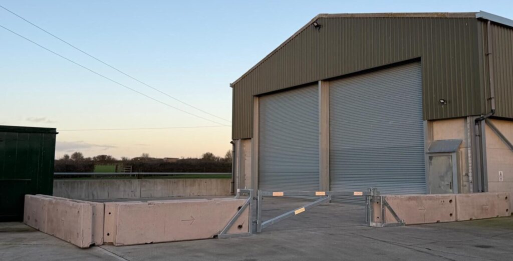 Concrete block perimeter security for commercial property